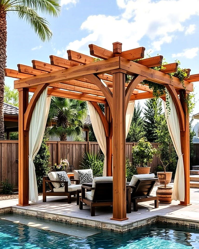 freestanding wooden pool canopy freestanding wooden pool canopy - 20 Pool Canopy Ideas
