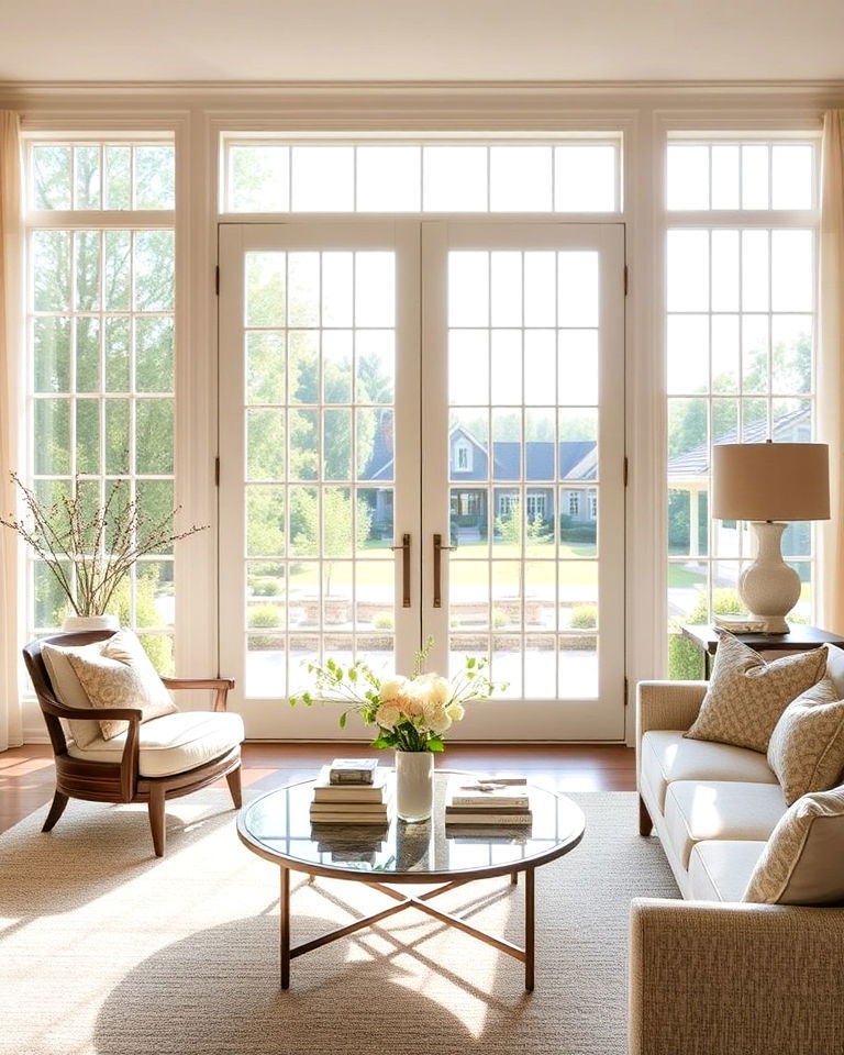 french doors and natural light living room - 15 Nancy Meyers Living Room Ideas