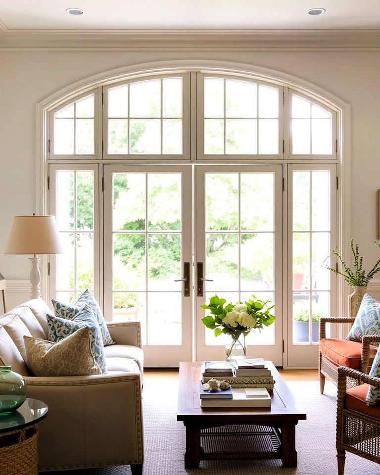 french doors for a seamless indoor outdoor flow - 30 French Country Living Room Ideas