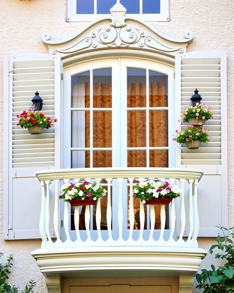 french inspired balcony with floral details - 20 Juliet Balcony Ideas