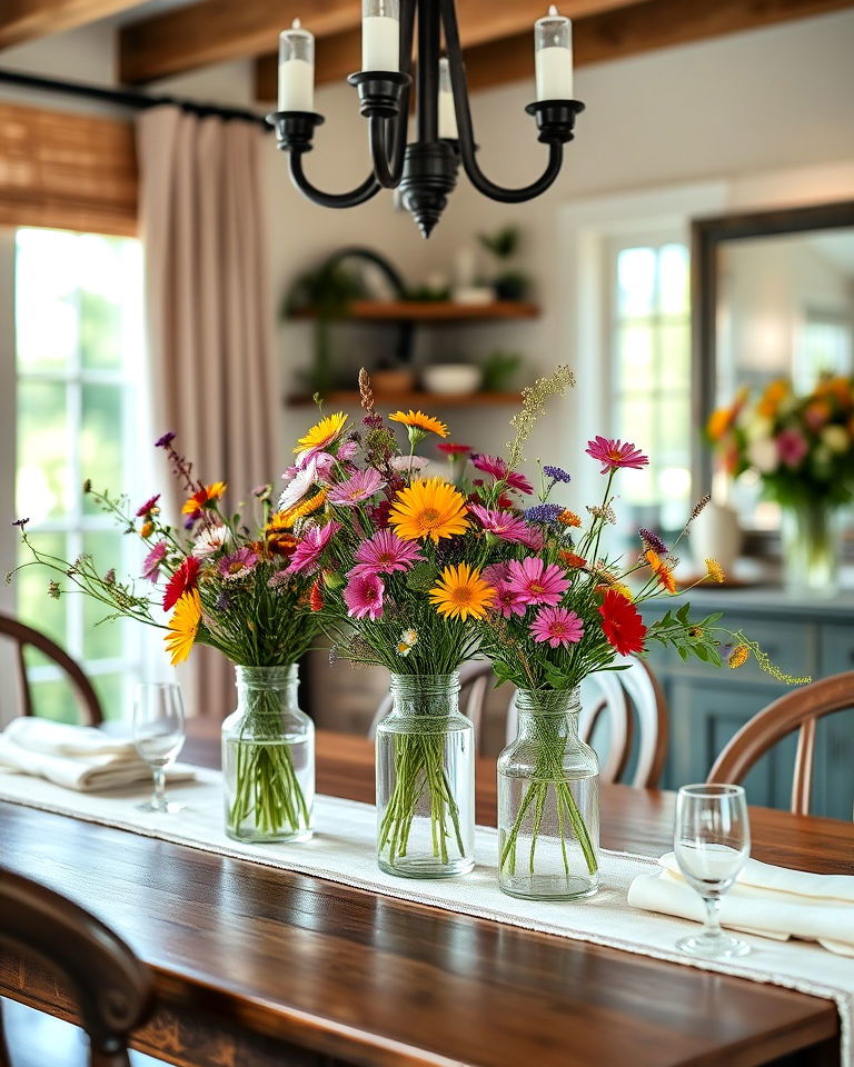 fresh wildflower arrangements cottagecore dining room - 40 Cottagecore Dining Room Ideas