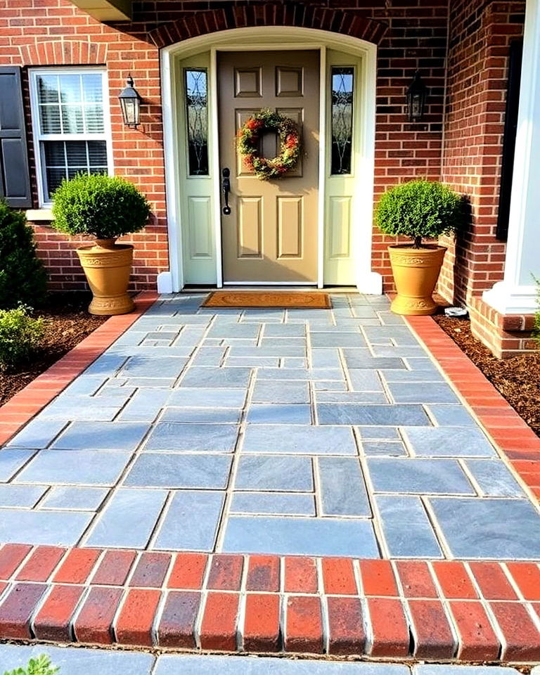 front porch bluestone and brick border - 15 Bluestone Front Porch Ideas