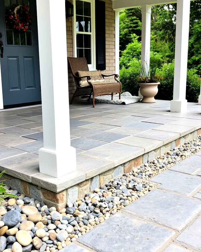 front porch bluestone with pebble accents - 15 Bluestone Front Porch Ideas