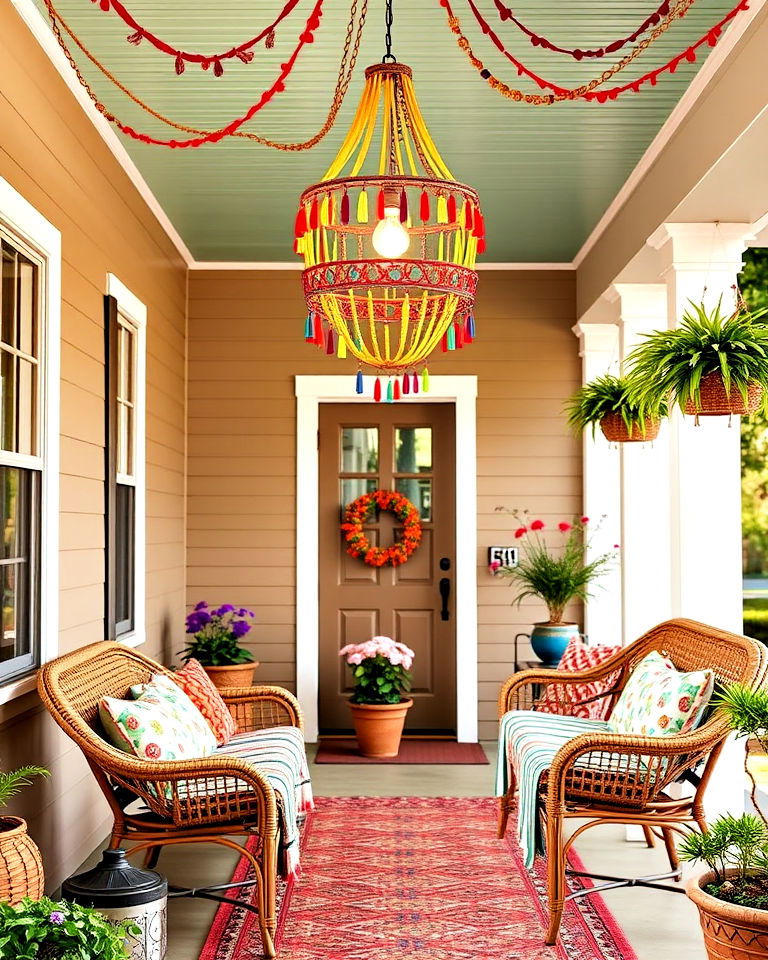 front porch bohemian beaded chandelier - 15 Front Porch Chandelier Ideas