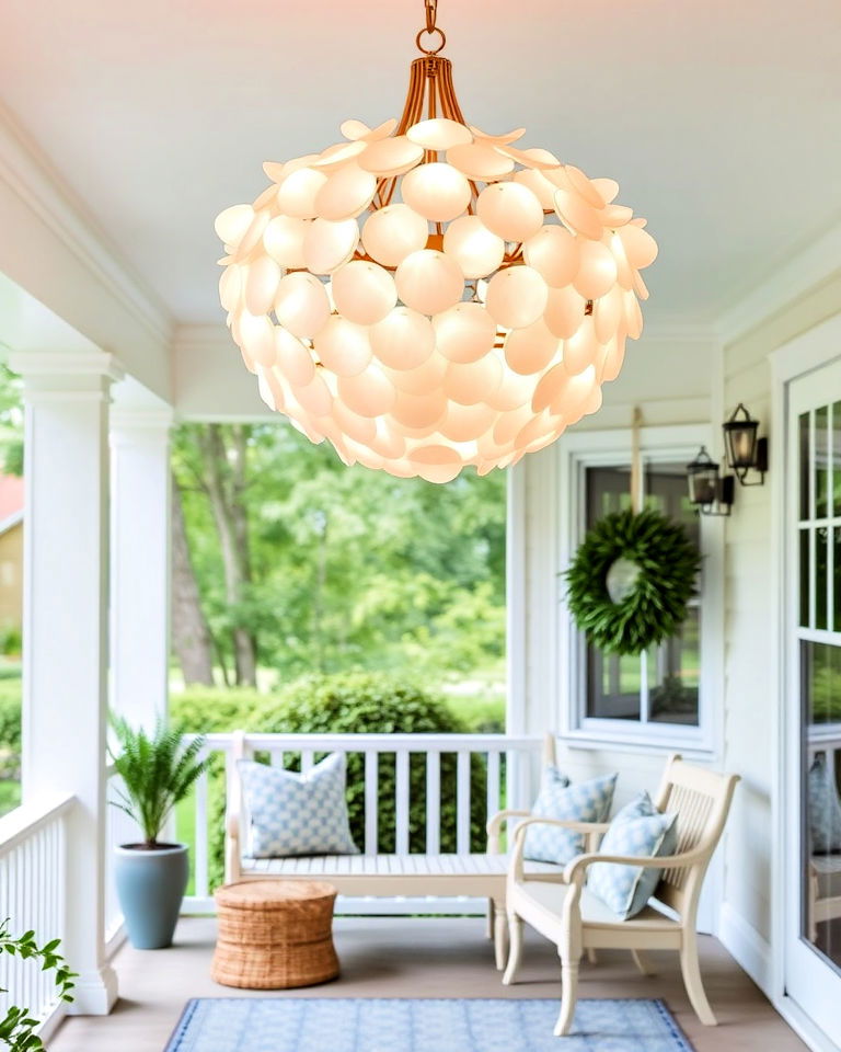 front porch capiz shell chandelier - 15 Front Porch Chandelier Ideas
