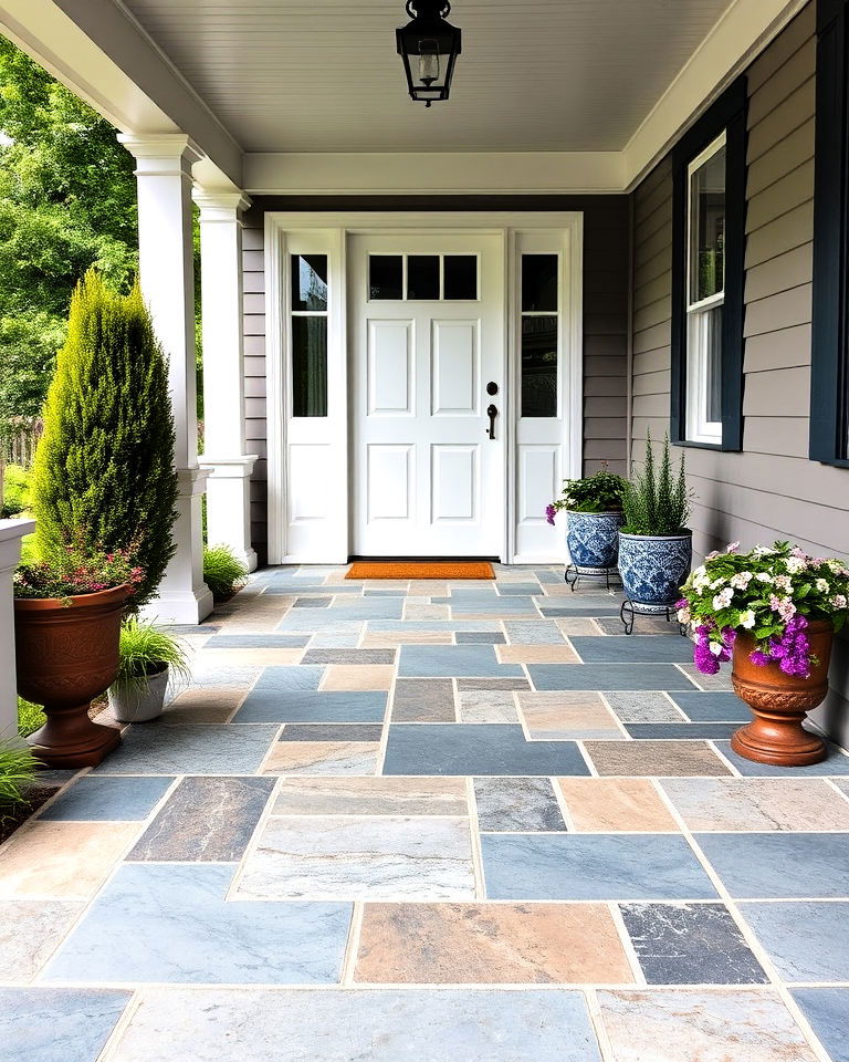front porch multicolor bluestone pattern - 15 Bluestone Front Porch Ideas