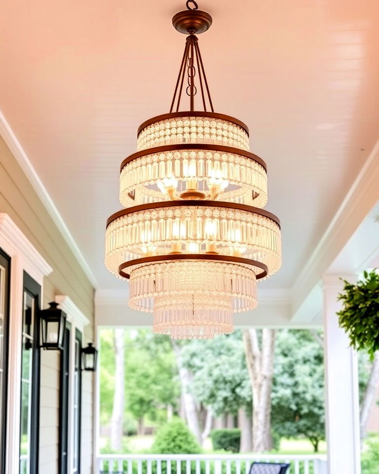front porch tiered chandelier - 15 Front Porch Chandelier Ideas