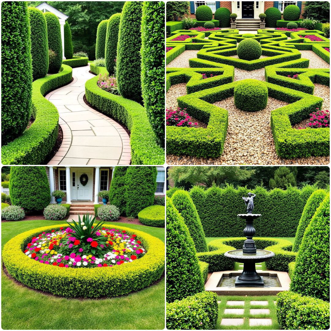 front yard boxwood designs