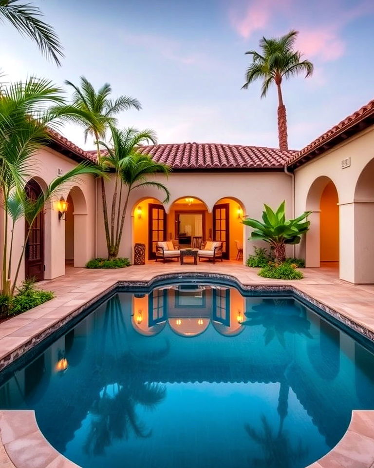 front yard courtyard centerpiece pool - 15 Front Yard Pool Ideas