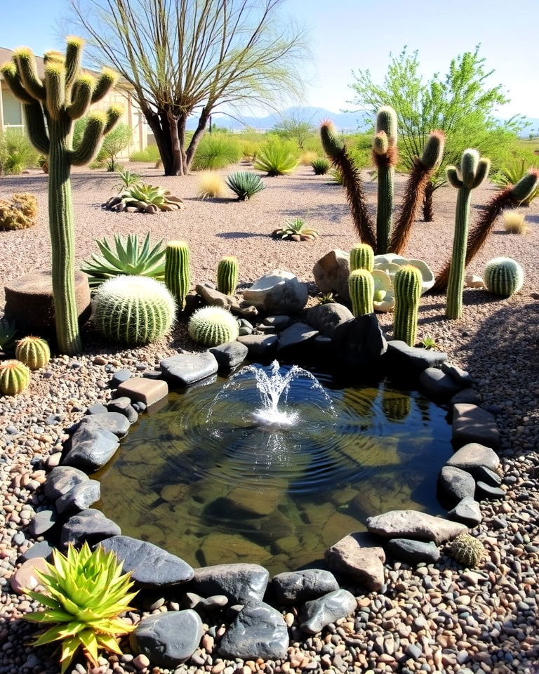 front yard desert style pond - 15 Front Yard Pond Ideas