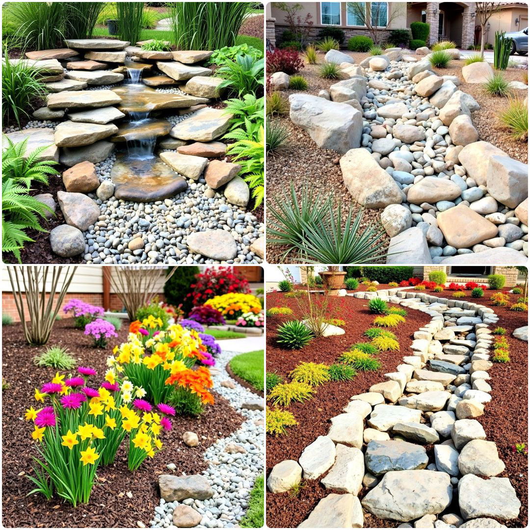 front yard dry creek bed landscaping ideas