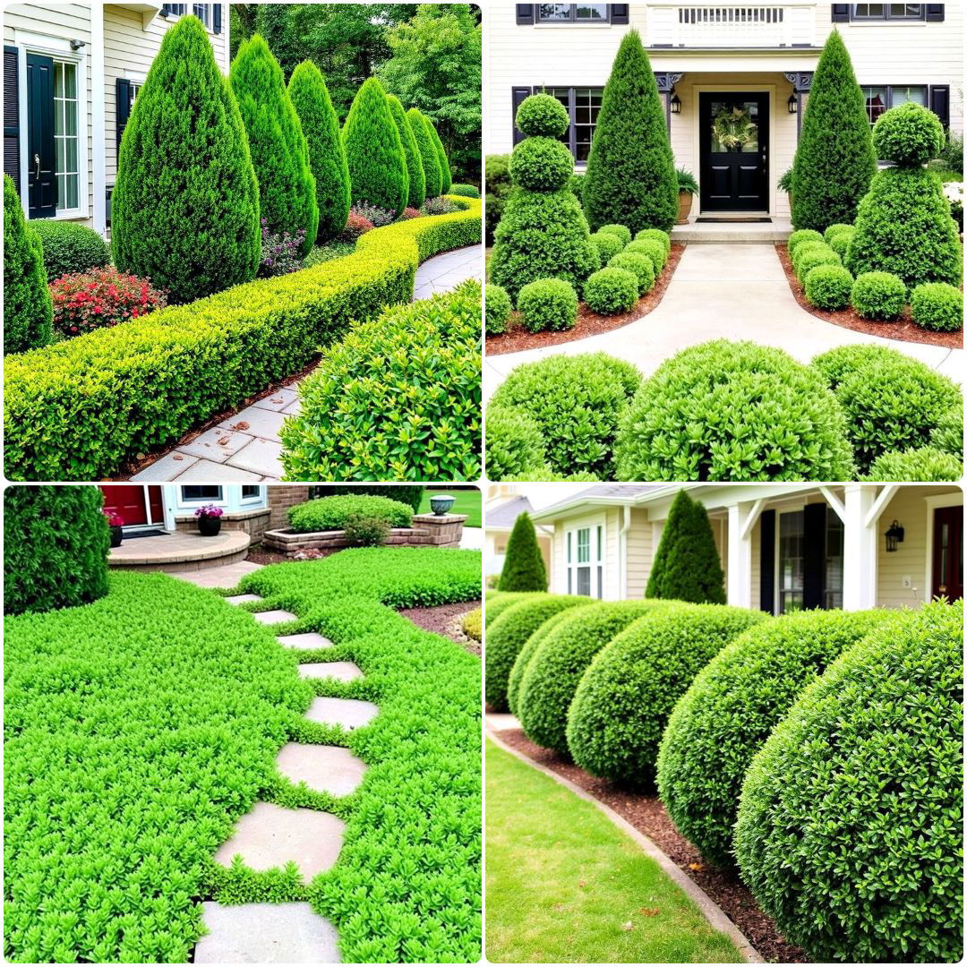 front yard evergreen landscaping ideas