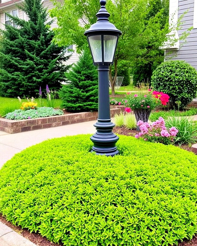 front yard groundcover plants lamp post - 15 Front Yard Lamp Post Landscaping Ideas
