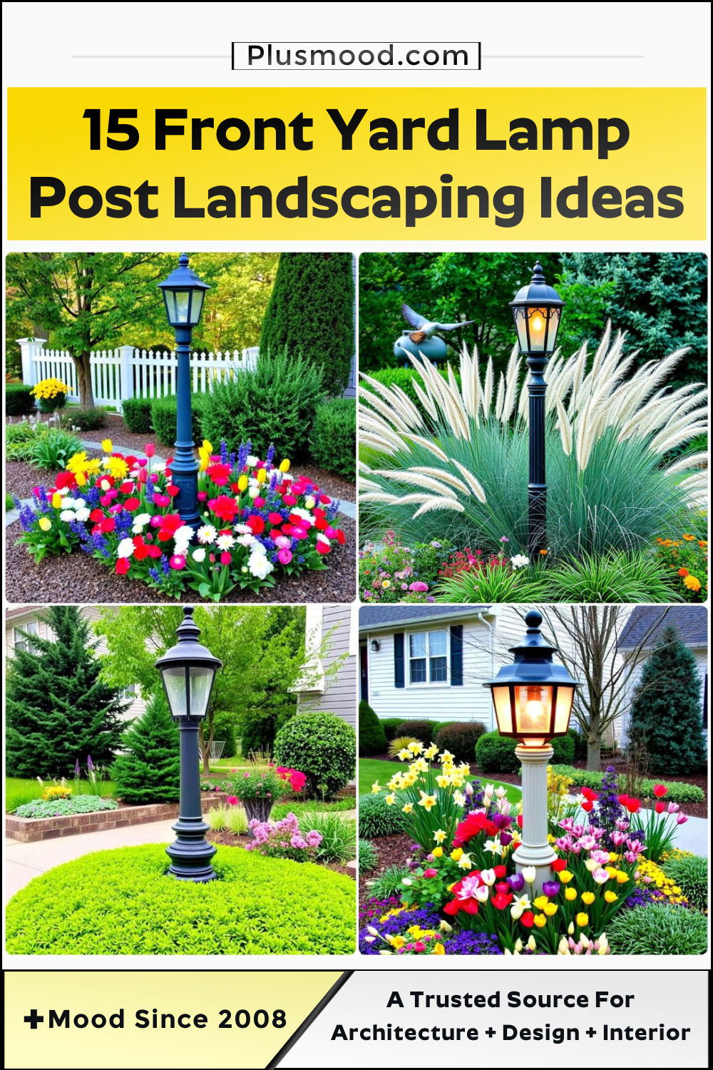 front yard lamp post landscaping idea