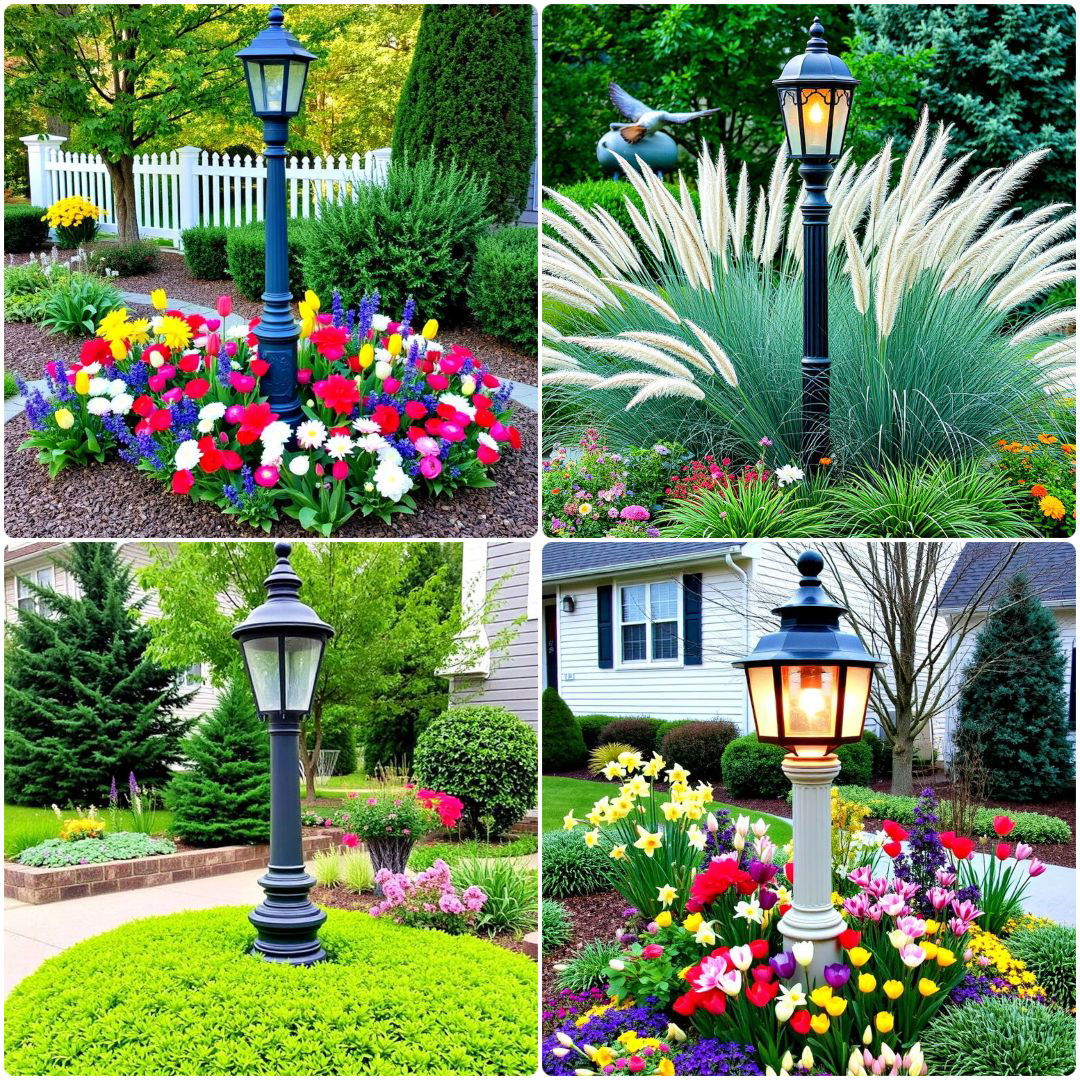front yard lamp post landscaping ideas