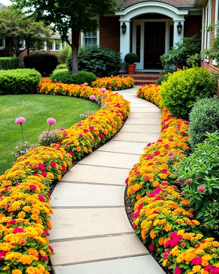 front yard lantana along walkways - 15 Front Yard Lantana Landscaping Ideas