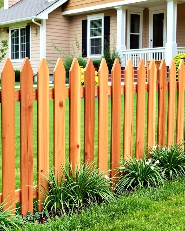 front yard natural wood picket fence - 15 Front Yard Picket Fence Ideas