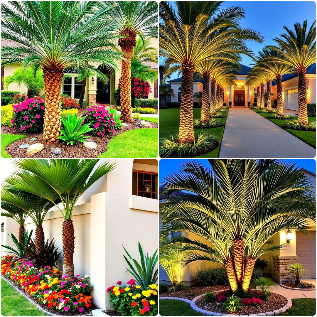 front yard palm tree landscape design ideas
