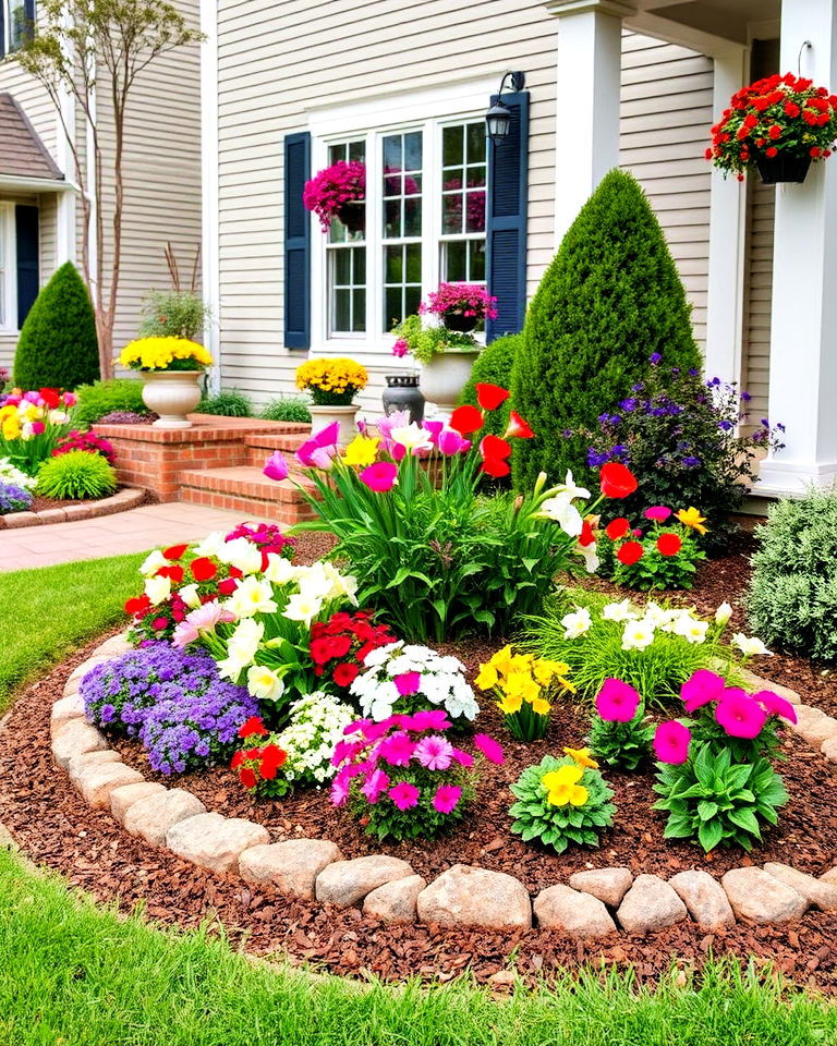 front yard seasonal flowering berm - 20 Front Yard Berm Ideas