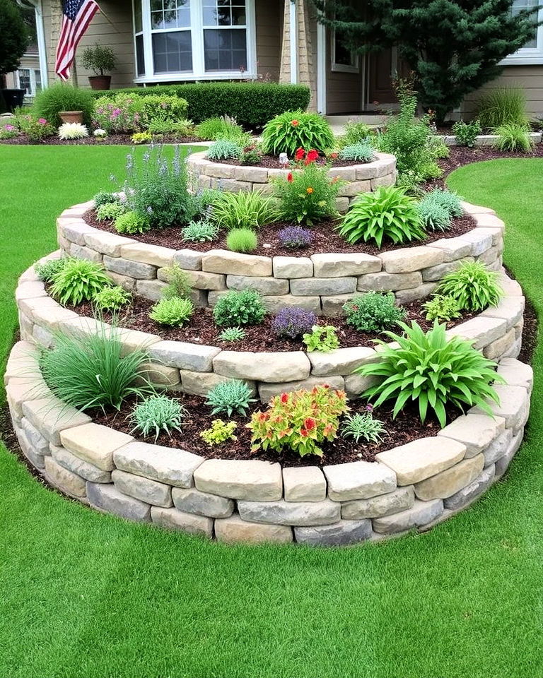 front yard tiered berm design - 20 Front Yard Berm Ideas