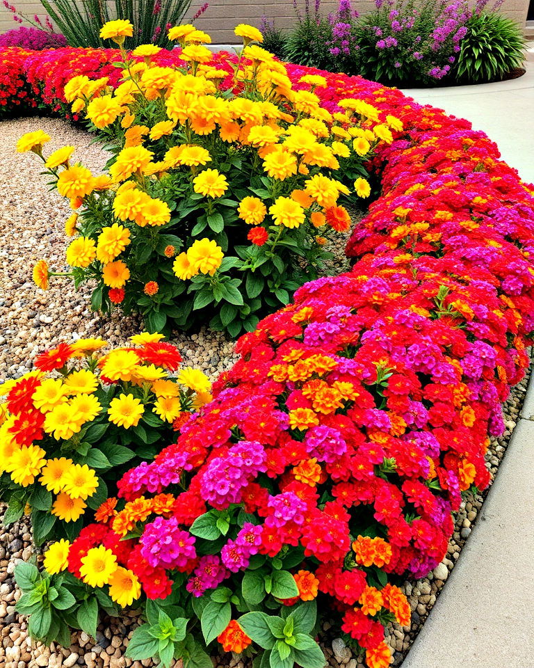 front yard with vibrant lantana plants - 15 Front Yard Lantana Landscaping Ideas