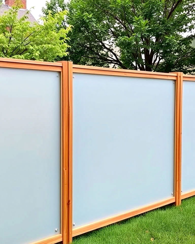 frosted glass panels for privacy and style - 20 Board on Board Fence Ideas