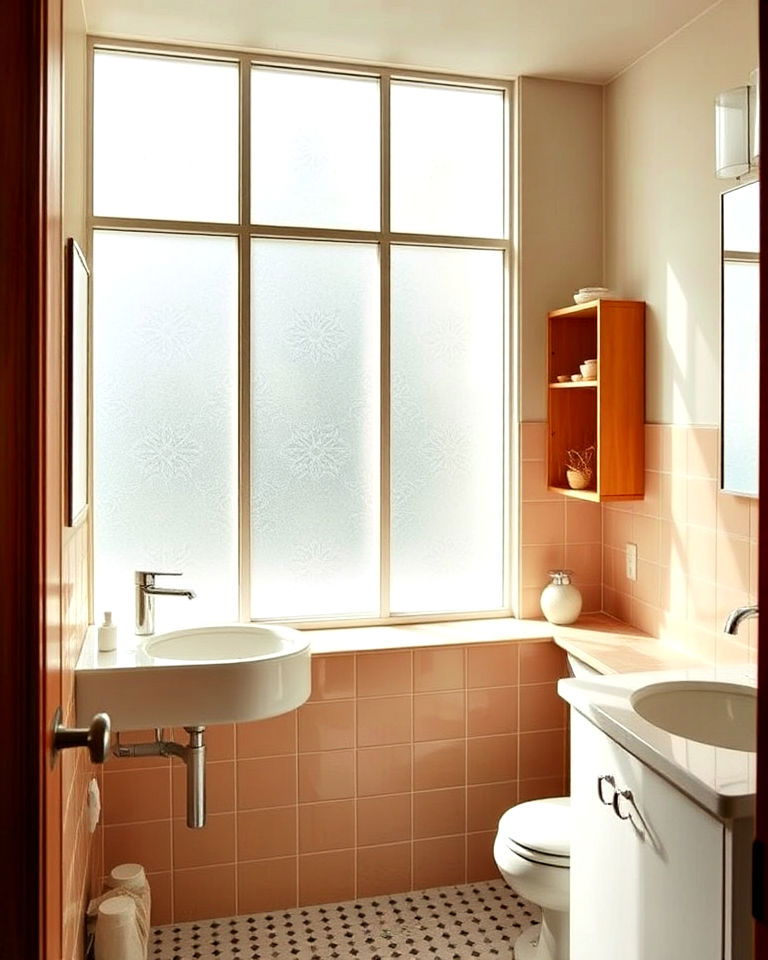 frosted glass windows in mid century bathroom - 15 1960s Bathroom Ideas