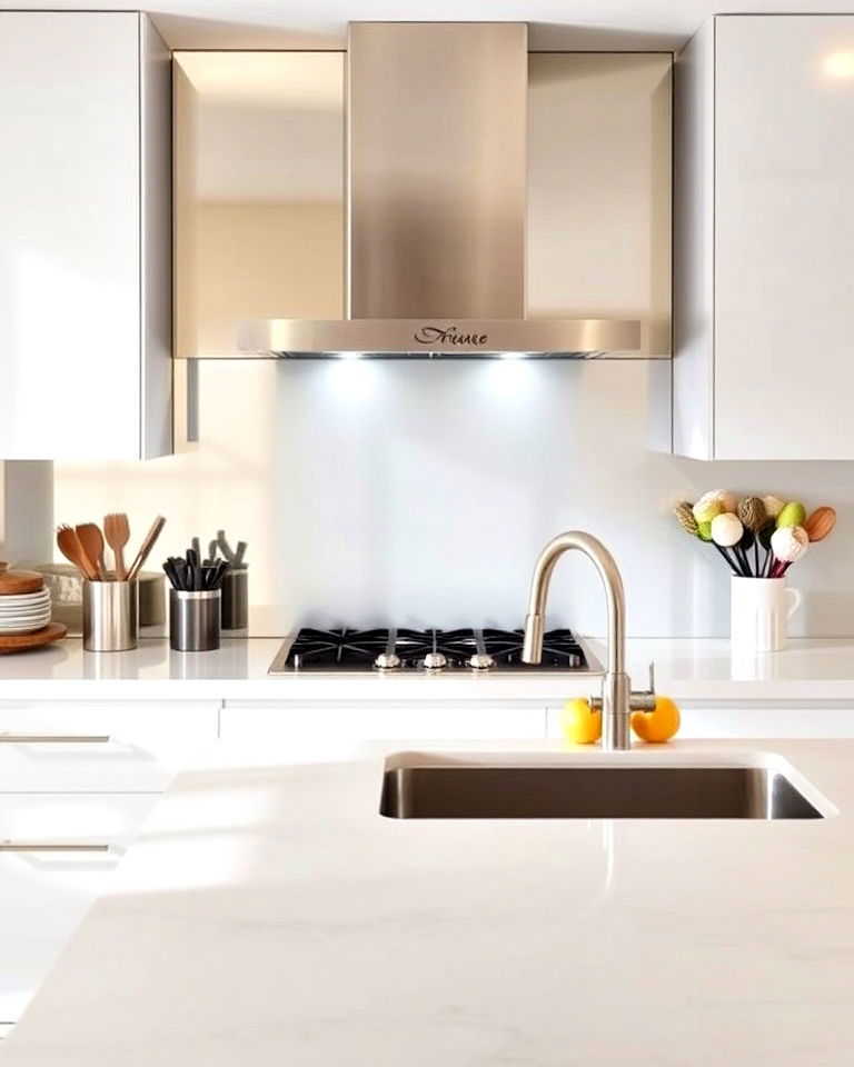 frosted mirrored backsplash for subtle glow - 25 Mirrored Backsplash Kitchen Ideas