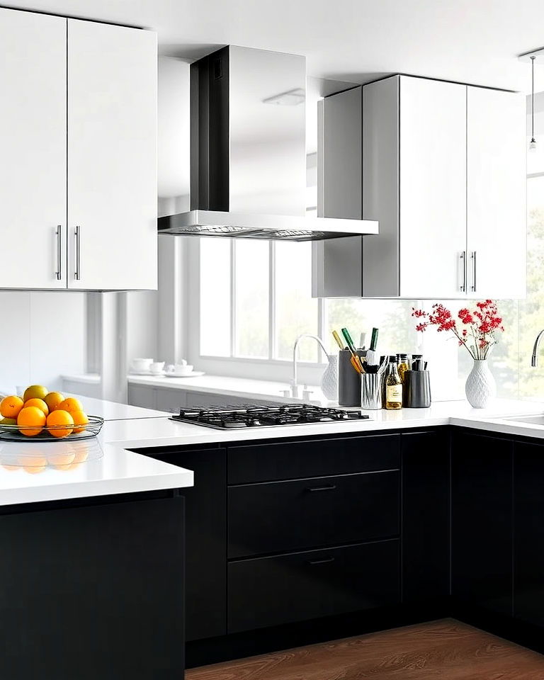 full sheet mirrors for seamless elegance - 25 Mirrored Backsplash Kitchen Ideas