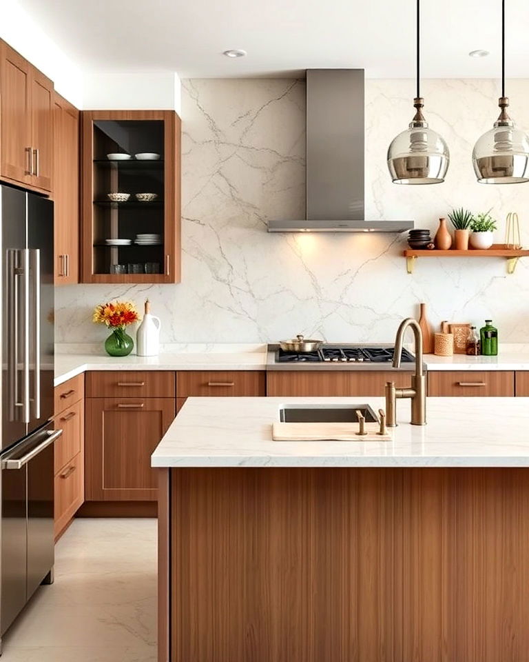 full slab travertine kitchen backsplash - 15 Travertine Kitchen Backsplash Ideas