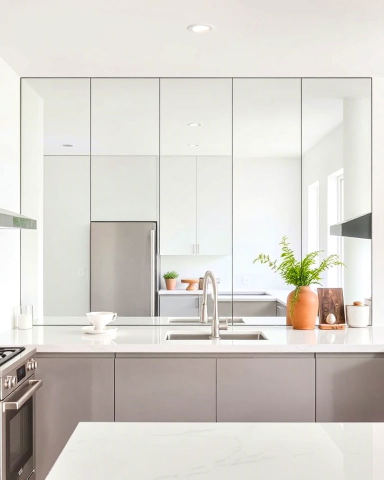 full wall mirrored panel for kitchen - 15 Mirror in Kitchen Ideas
