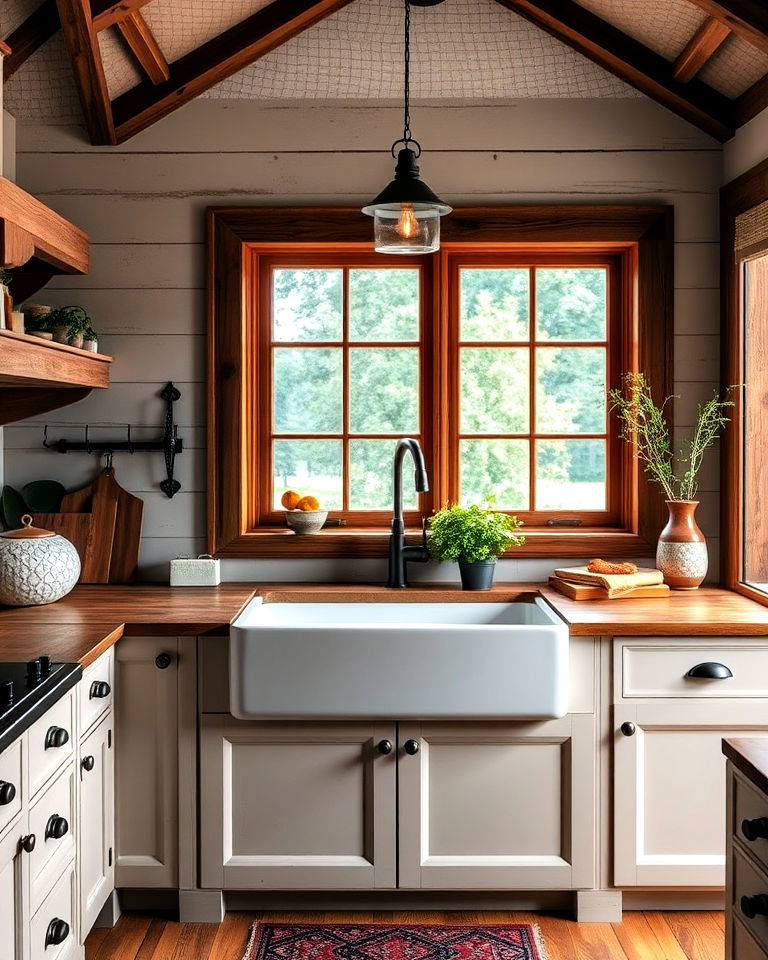 functional and beautiful farmhouse sink - 20 Rustic Farmhouse Interior Design Ideas