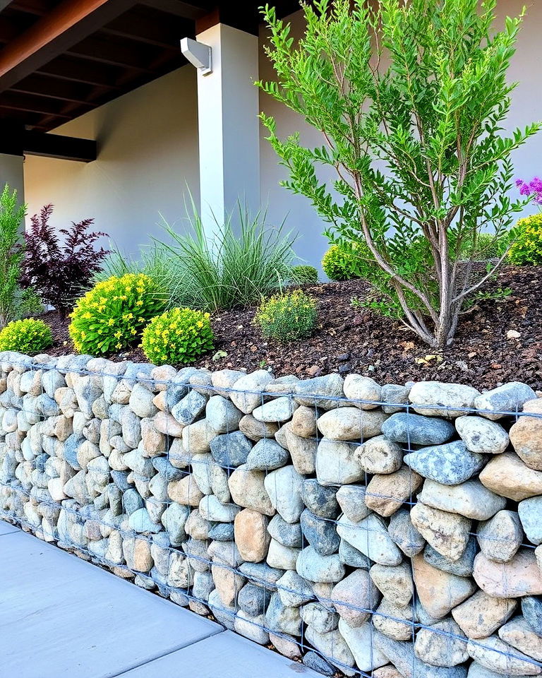 gabion stone edging for industrial chic - 25 Stone Garden Edging Ideas