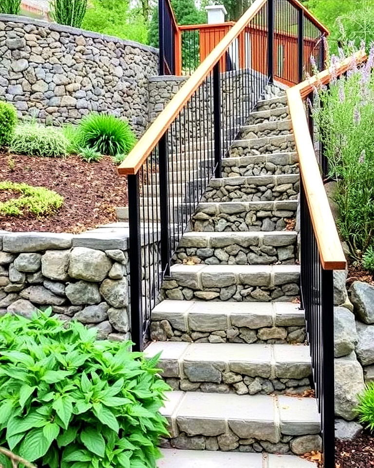 gabion wall garden stairs - 20 Garden Stairs Ideas