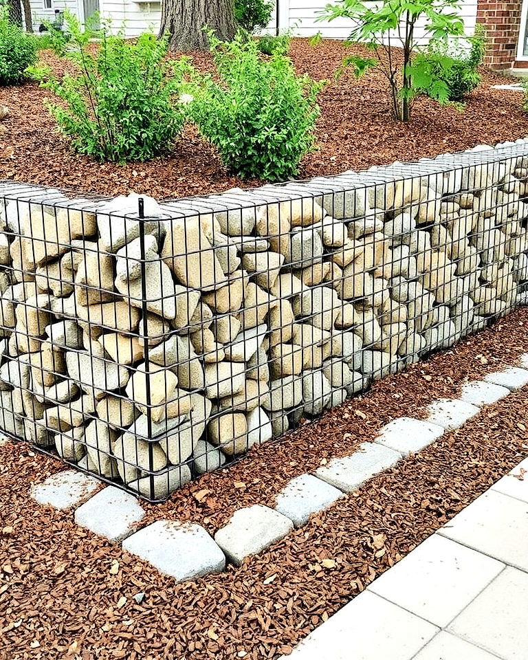 gabion wall mulch edging - 15 Mulch Edging Ideas