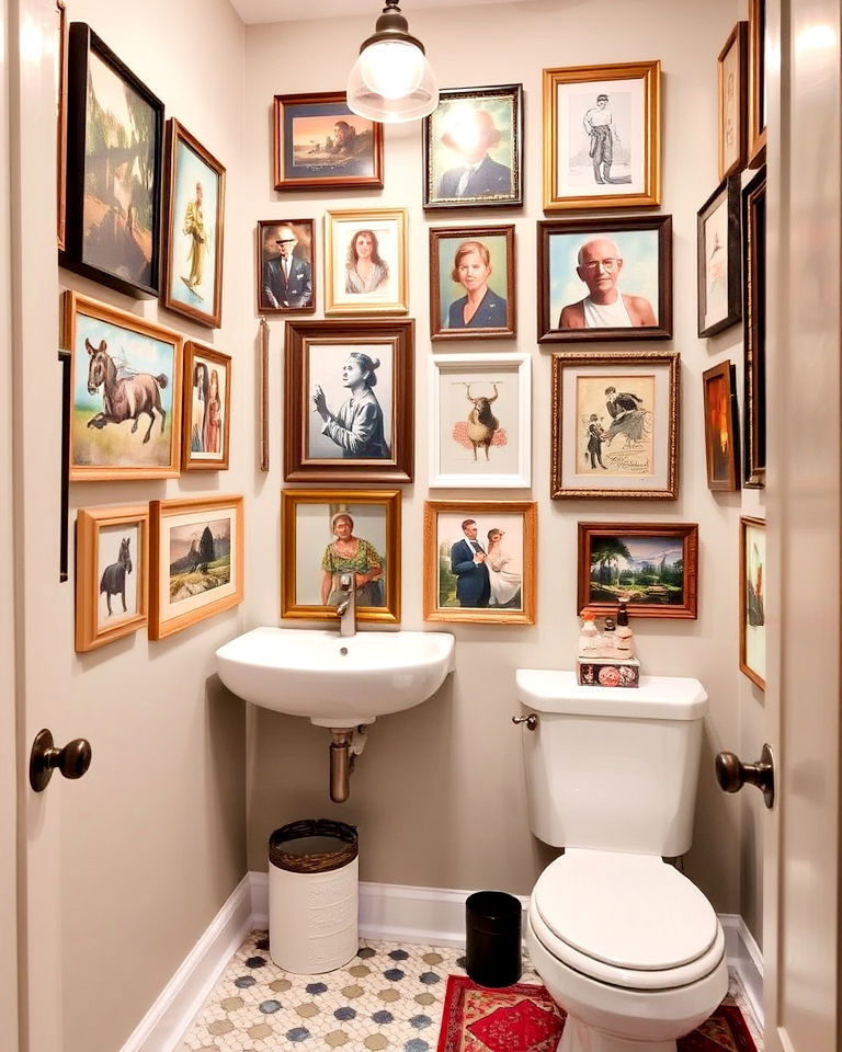gallery wall displays eclectic powder room gallery wall displays eclectic powder room - 15 Eclectic Powder Room Ideas