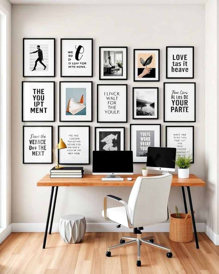 gallery wall showcase personality home office - 25 Contemporary Home Office Ideas