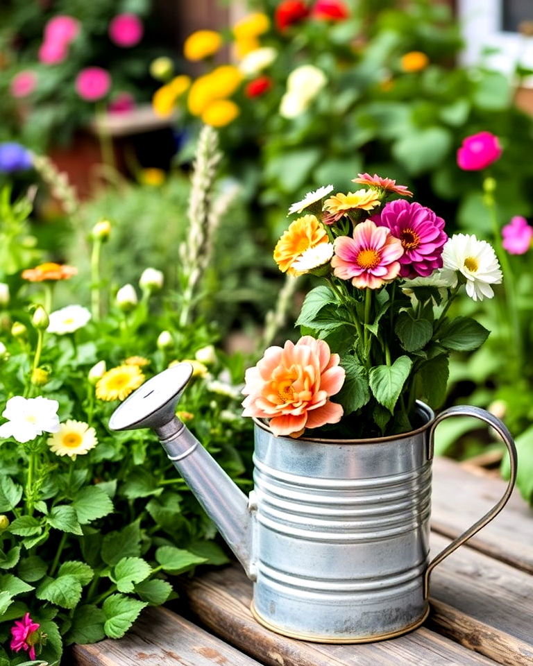 galvanized steel watering cans - 15 Farmhouse Garden Ideas