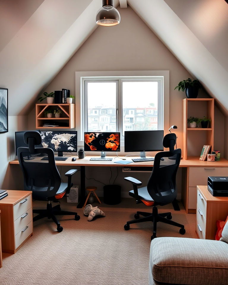 gaming and study hybrid - 20 Loft Game Room Ideas