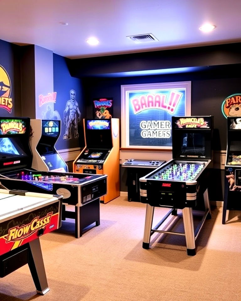 gaming arcade basement playroom - 20 Basement Playroom Ideas