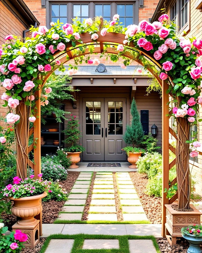 garden arbor frames for front courtyard - 25 Front Yard Courtyard Ideas
