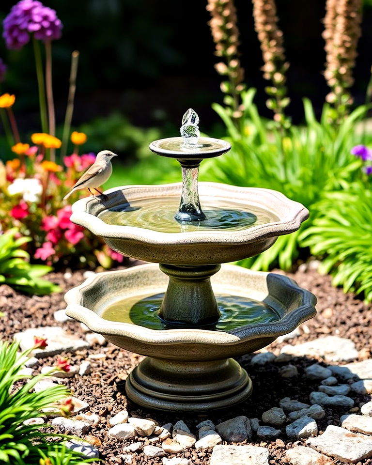 garden bird bath with fountain - 20 Water Garden Ideas