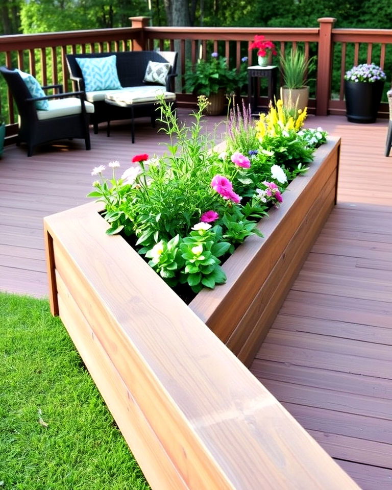 garden decking with built in planters - 30 Garden Decking Ideas