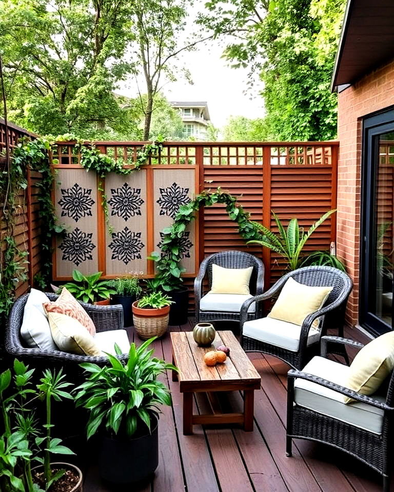 garden decking with privacy screens - 30 Garden Decking Ideas