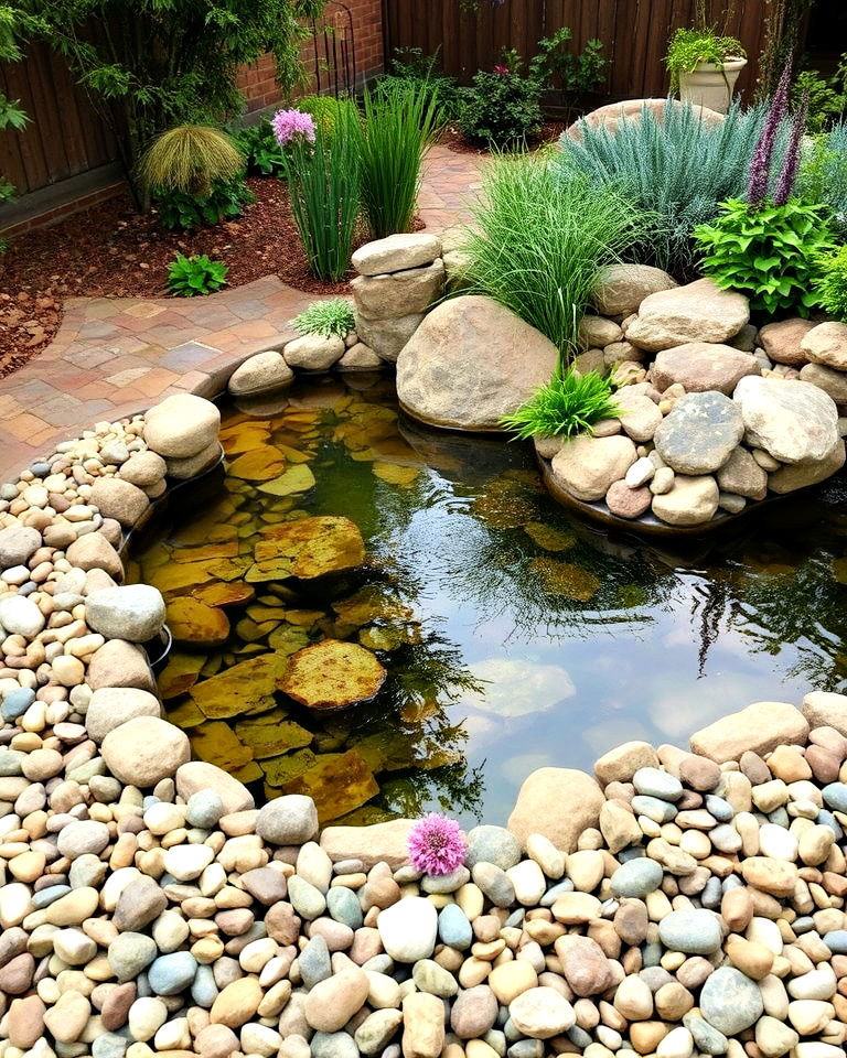 garden pond mexican beach pebbles landscaping - 15 Mexican Beach Pebbles Landscaping Ideas