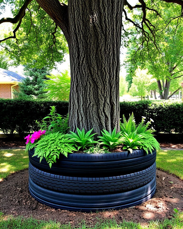 garden tire tree planter - 25 Tire Garden Ideas