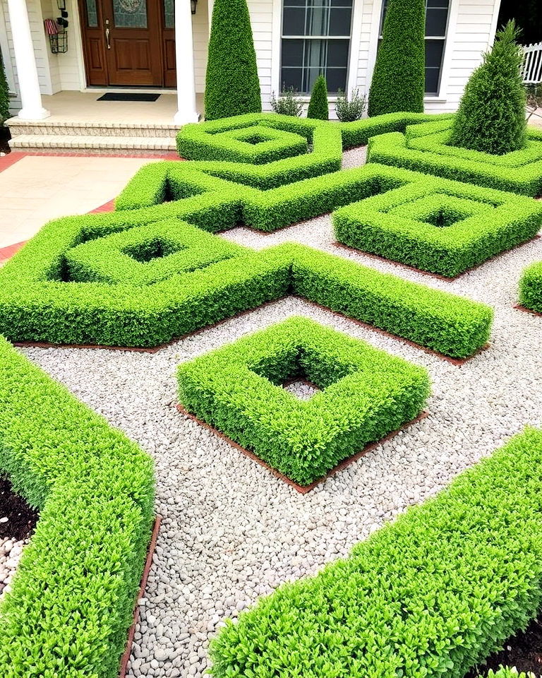 geometric boxwood designs front yard - 15 Front Yard Boxwood Shrubs