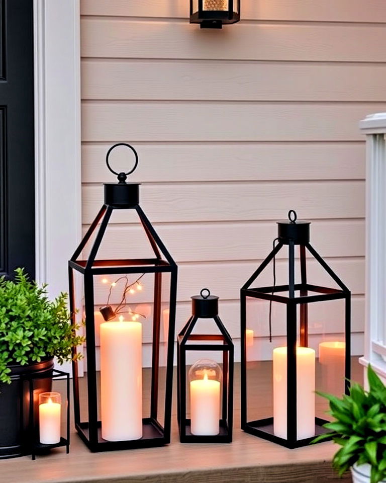 geometric lanterns for a modern touch - 15 Lanterns on Front Porch Ideas