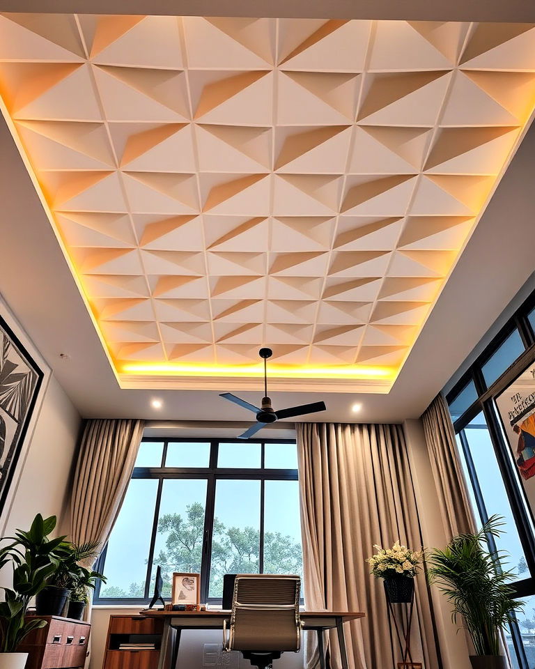 geometric patterns for modern interiors - 25 Pop Ceiling Design Ideas