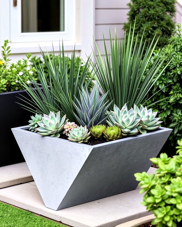 geometric planter boxes for a contemporary look - 25 Planter Box Ideas